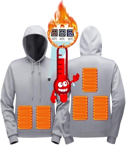 Image of Unisex Heated Hoodie for Men Women Heated Sweatshirt Warm USB Electric Outdoor Winter Puffer Jacket with No Battery