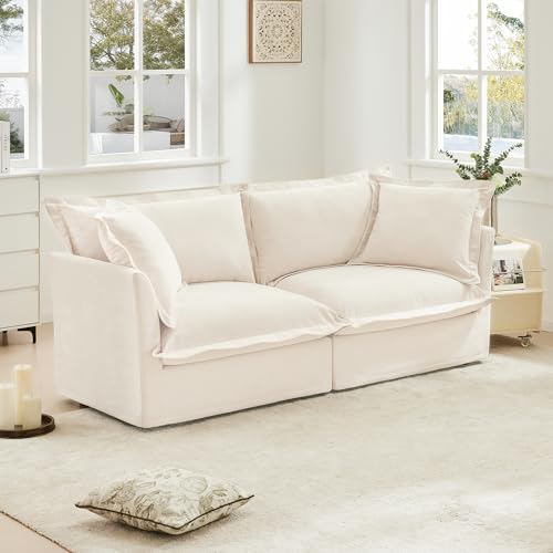 Modern Modular Sectional Sofa, 83.4" Slipcovered Loveseat Sofa Ov...