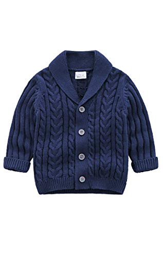 Abolai Infant Baby Boys V-Neck Button up Knitted Pattern Pullover Cardigan Crochet Sweater Blue 80