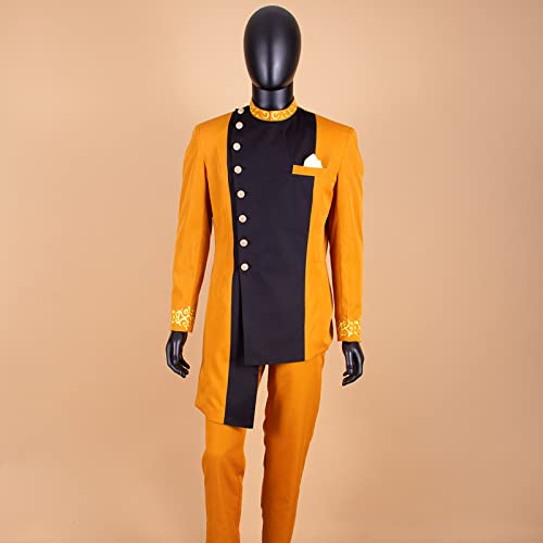 African Suits for Men Single Breasted Embroidery Blazer and Pants 2 Piece Set Dashiki Outfits Party Wedding3