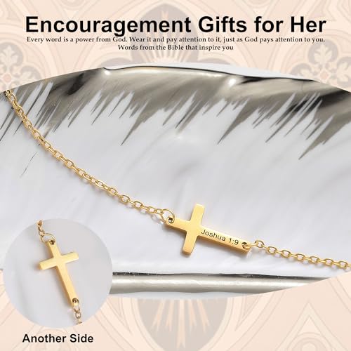 JSJOY Cross Bracelets for Women Dainty Gold Religious Cross Bracelet Christian Jewelry Confirmation Gifts for Her Easter Baptism Inspirational Engraved Bible Verse Bracelet4