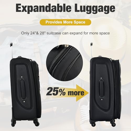 Softside Luggage Expandable 3 Piece Set with Duffel Bag - Spinner Wheel Suitcase, Lightweight Travel Set2