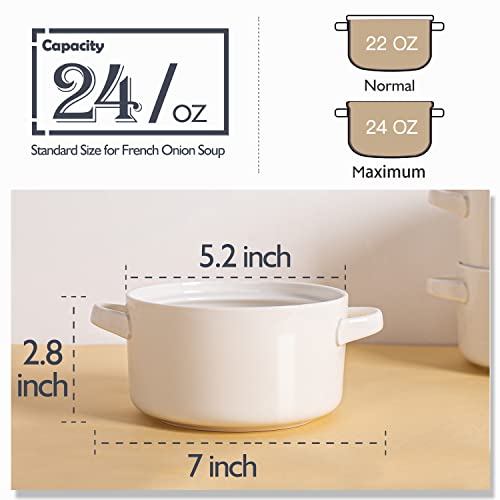image for DELLING 6 Pack Soup Bowls with Handles, 24 Oz Large Serving Soup Bowl 