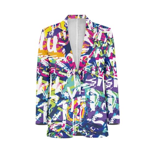 GLUDEAR Women's Casual Long Sleeve Novelty Graffiti Print Work Blazer Graphic Jackets2