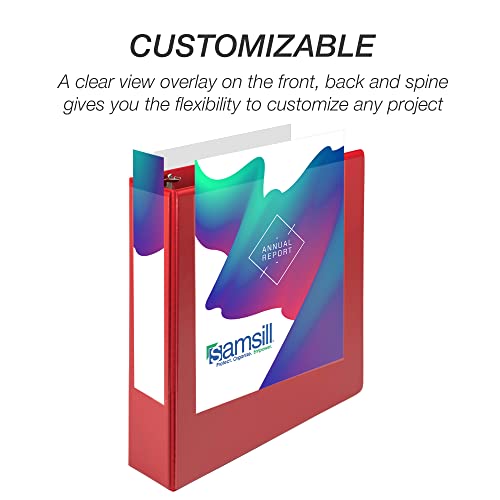 Image of Samsill Durable 3 inch 3 Ring Binder, D Ring Binder, 100% Recycled Chipboard, Red