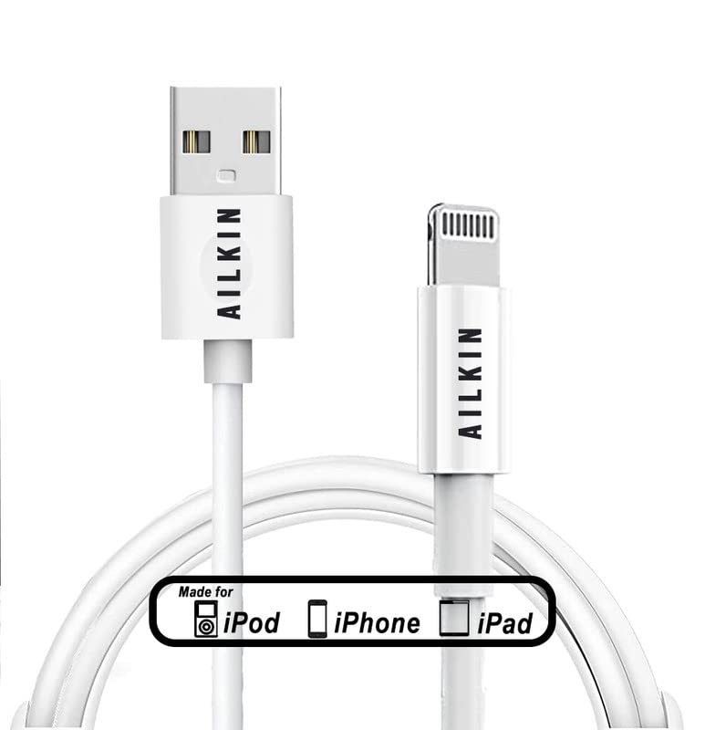 AILKIN Lightning to USB Cable Apple Certified (Mfi) Sync & Charge Cable for iPhone 13, 12,11, X, 8, 7, 6, 5, Ipad and iPod. Fast Charging Lightning Cable, (1.M) - White (B0C28Y15L8) Amazon Price History, Amazon Price Tracker