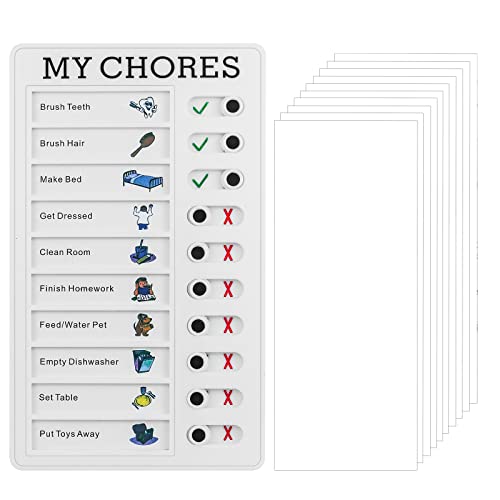 Realure My Chores Checklist Board, Daily Reminder Chore Chart for Kids Adults Plastic Memo Checklist Boards with 10 Replaceable Blank Paper Memo Board for Home School Travel To Do List Whiteboard