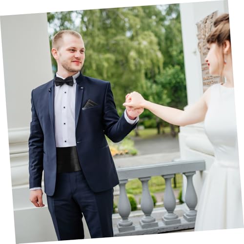 MAGICLULU Fliege-Set, Einstecktuch Smoking Gürtel 3-Teiliges Accessoire-Set Mit Fliege Herren Kummerbund Cumberbund Im Glatt Glatter Cumberbund