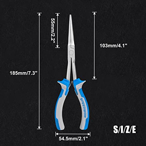 Image of SPEEDWOX 7 Inches Long Reach Needle Nose Pliers Slim Extra Long Nose | Smooth Jaw Mini Precision Wire Looping, Fine Tips Pliers for Jewelry Making, Bending Wire and Small Object Gripping