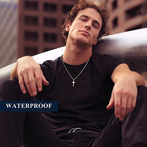 Cross Necklace for Men Stainless Steel Small Cross Pendant Twist Rope Chain Necklace Simple Faith Jewelry Gift for Women 16 Inches2