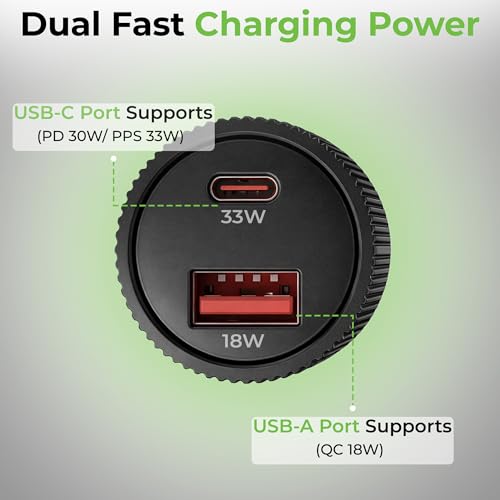 Image of UltraProlink Mach Trio-Link 51W Dual Port Fast Car Charger (USB-C PD 30W /PPS 33W + USB-A QC 18W) with 65W 3-in-1 Nylon Braided Cable 1.5m | CarPlay & Android Auto|UM1270