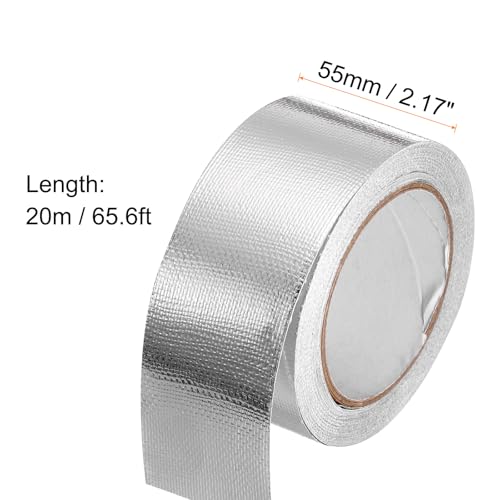 Image of HARFINGTON 5pcs Heat Shield Tape 2.17 inch x 65.6 Ft Waterproof Sunscreen Sound Insulation High-Temperature Resistance Silver Aluminum Tape Thickness for Automotive Repairs