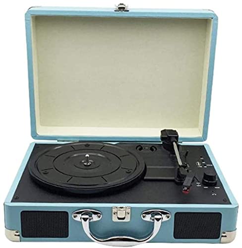 CAFIEDR Giradischi in Vinile, grammofono retrò, Altoparlante Bluetooth retrò Creativo, Giradischi Valigia Blu