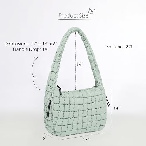 Image of ODODOS Quilted Carryall Tote Bag for Women Crossbody Hobo Lightweight Padding Shoulder Bag