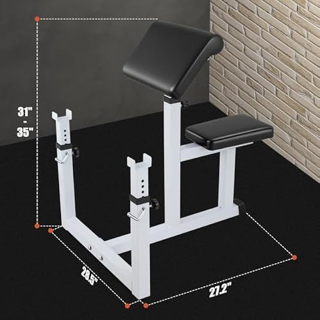 Adjustable Arm Preacher Curl Bench Bicep Strengh Bench Seated Strenghthen Training Isolated Barbell Dumbell Biceps Station for Home Gym