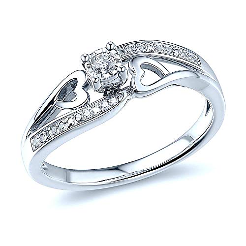 Diamond Promise Ring Natural Diamonds Sterling Silver 1/10 cttw (H-I Color, I2-I3 Clarity)
