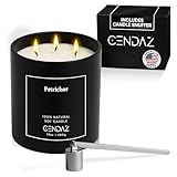 Petrichor Scented Soy Candle with Snuffer Included 3 Wick Candle for Men Long Burning 70h Pine Earthy Aroma Gift Set Aromatherapy for Home Decor Bedroom Office Masculine Candle Luxury for Autumn Vibe