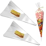 [IPPON] 三角 opp袋 200枚 カラータイ付属 お菓子 ラッピング 袋 透明 小 クレープ ポップコーン ピュアパック おしゃれ 防水 破れにくい クリア 手つくり 小分け プレゼント ギフト包装 No.48 （小 30cm×16cm)