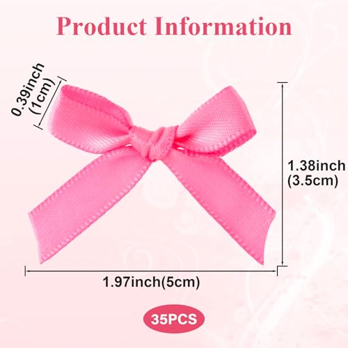 35pcs Mini Red Satin Ribbon Bows for Flowers & Party Decorations