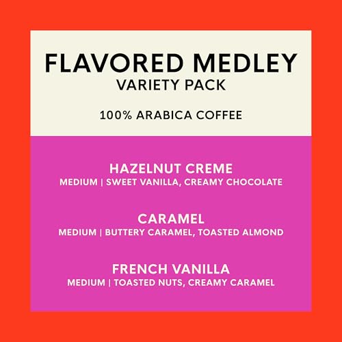 Image of San Francisco Bay K-Cup Coffee Pods Flavored Variety Pack (40 ct), Includes Hazelnut Creme, Caramel, & French Vanilla, Commercially Compostable Single-Serve Flavored Coffee Pods