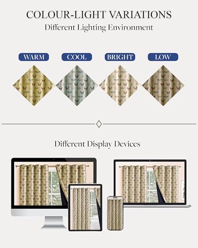 Image of Cloth Fusion Printed 100% Blackout Window Curtains 5 Feet Long Set of 2