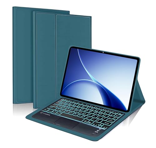Image of ProElite TouchPad Keyboard case for Oppo Pad 5 12.1 inch, Magnetic Detachable Wireless Bluetooth TouchPad Keyboard for Oppo Pad 5 12.1 inch Built-in 7-Colors Backlit, Dark Green