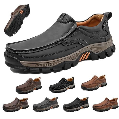 Enjer Orthopedic Balance Shoes Men 2025 New Men's Orthopedic Walking Shoes Genuine Leather Slip on Arch Support Loafers