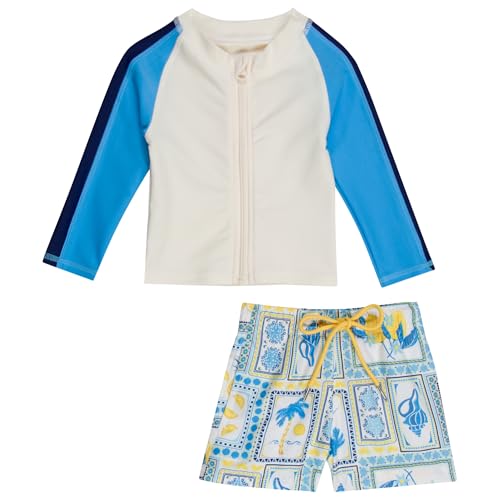 Image of SwimZip Boys' Long Sleeve Rash Guard & Swim Shorts Set - UPF 50+ Sun Protection