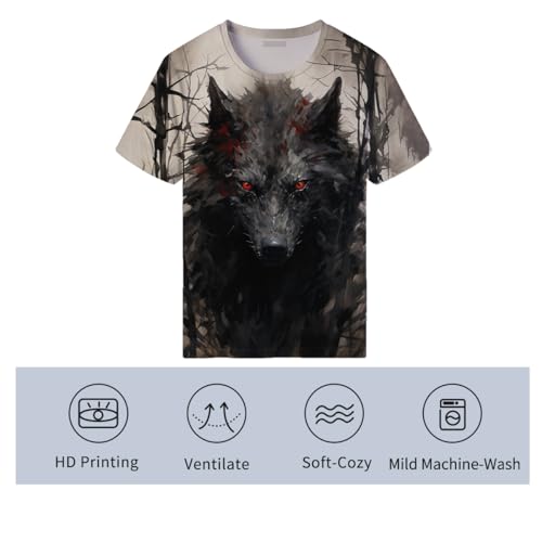 Men's Novelty Wolf Graphic T-Shirts 3D Animal Printed Shirts Casual Summer Tee Top4