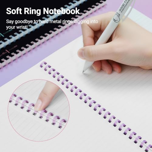 Image of KOKUYO Spiral Notebook Journal, Black 3 Pack Campus B5 Soft Ring Notebooks with Dotted B 6mm Rule, 40 Sheets, 1 Subject Notebook in Red Purple Green, College Office Note Taking. Japan Import