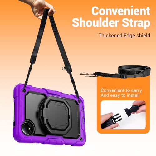 Coque Redmi Pad SE 8.7 2024 antichoc violette avec support et bandoulière - 5