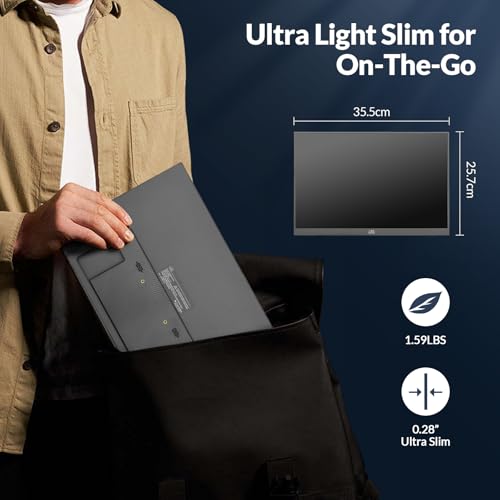 Image of Portable Monitor, 16 inch 2.5K 144Hz 100% sRGB, Ultra-Slim Lightweight External Gaming Display, HDR & FreeSync, Type-C /mini HDMI, Second Screen for Laptop MacBook PC Xbox Switch PS4 /5, VESA Mountable