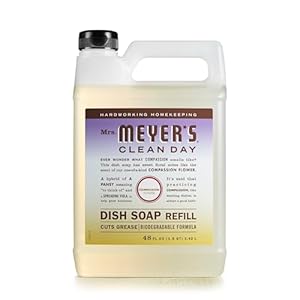 MRS. MEYER’S CLEAN DAY Liquid Dish Soap Refill, Biodegradable Formula, Compassion Flower, Packaging May Vary, 48 fl. oz