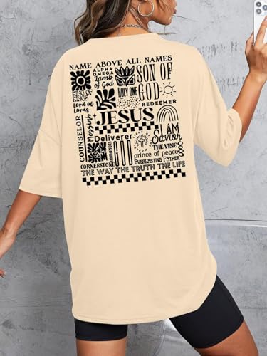 Christian Oversized Shirts Women Jesus: Faith Tshirt Bible Verse Shirts God Religious Tee Christian Inspirational Tops3