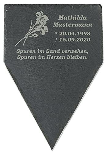 Gedenkstein mit eigener Gravur Gedenktafel mit Namen Datum aus Schiefer Grabstein Erinnerungstafel 30x20BK SP Cover