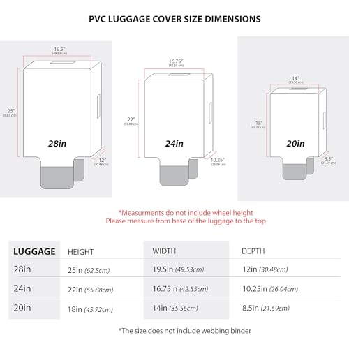 Clear PVC Suitcase Cover Protectors, Heavy Duty, Eliminate Scratches, Simple to Use, Strong Strap, Fit Quickly & Easily, 28" Large Luggage Cover4
