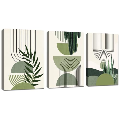 FajerminArt 3Pcs Framed Sage Green Canvas Wall Art