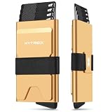 HYTREIX Minimalistische Geldbörse für Damen und Herren, schlanker, RFID-blockierender Kartenhalter mit Geldklammer, einfacher Zugriff auf Karten und Bargeld, leichtes und langlebiges Design, (Gold)