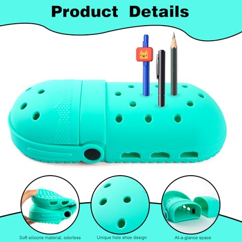 Image of elephtree Funny Shoes Shaped Silicone Pencil Holder for Teacher Appreciation Gifts Adult Pencil Storage Organizer Cute Desktop Pen case Creative Stationery Storage for Office Classroom Home (Green)
