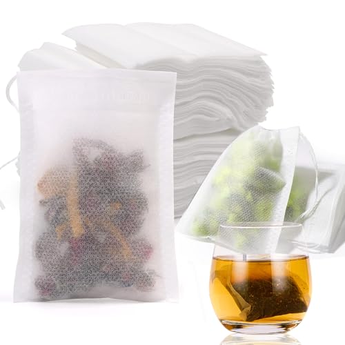 Lot de 400 Sachets à Thé Jetables avec Cordon de Serrage, Sachets de Thé pour en vrac 7×9 cm, Sachet de Thé Réutilisable, pour Thé En Vrac, Café, Thé...