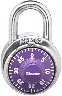 Master Lock Combination Locker Lock, Combination Padlock for Gym and School Lockers, Purple Dial Lock, 1514D