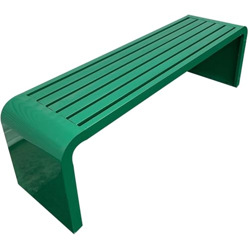 GBKBVTATDK Banco de Exterior Metálico sin Respaldo, Robusto 400 kg, Asiento de Listones, Banco de Jardín para Exteriores, Moderno y Resistente a la Intemperie(Green,150cm)