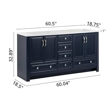Amazon.com: Spring Mill Cabinets Nimay 60 Inch Double-Sink