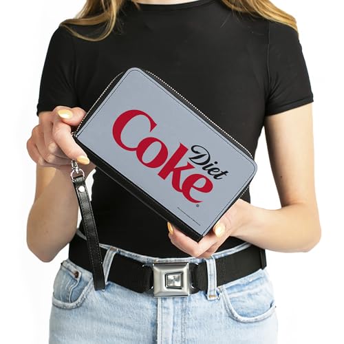 The Coca-Cola Company Wallet, Zip Around, Diet Coke Logo Centered Light Gray Black Red, Vegan Leather4