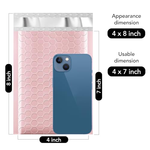 Image of Fuxury Small Bubble Mailers Bulk 4x8 inch 800 Pack Light Pink Padded Envelopes