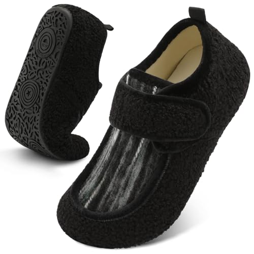 BARERUN Slipper Socks for Women Men Adjustable Rubber Sole Comfy Edema Cotton Womens Mens Bunion Neuropathy Hospital2