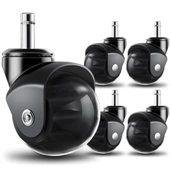RidRed Office Chair Wheels Replacement Heavy Duty 2 Inch Roller Blade Wheels for Carpet and Hardwood Floors, Support 2000 LB, Rubber Casters, Universal Fit, Set of 5