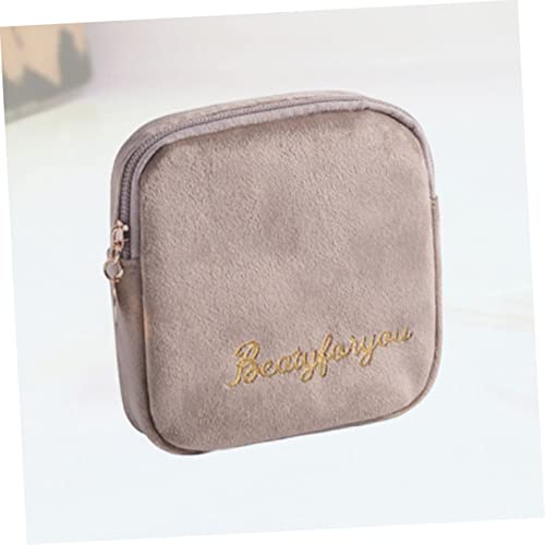 1pc Portable Towel Storage Bag Zippered Pouch for Women Large Capacity Purse for Travel and Outdoor Use Khaki3