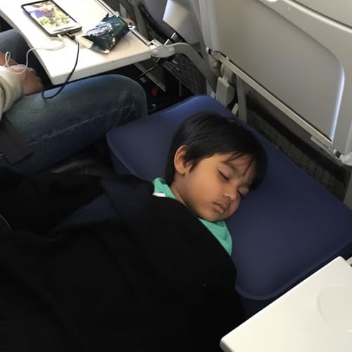 Image of nomado Travel Foot Rest Pillow - Self-Inflatable Seat Extender for Car, Plane & Train, Portable & Compact Footrest for Kids & Adults, Dark Blue Rectangular 18x15x12 Inch for Long Trips