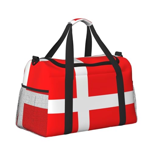Denmark Danish Flag Travel Duffel Bag Lightweight Waterproof Carry On Tote Bag Foldable Weekender Overnight Bags Sport Gym Bag For Women Men2